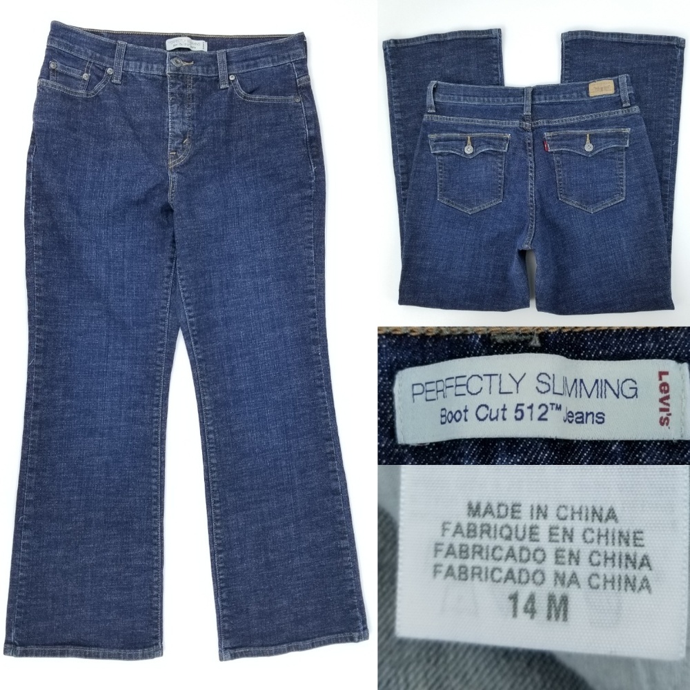 Levi's Womens 14 31x28 Perfectly Slimming Boot Cut 512 Dark Wash Stretch Jeans